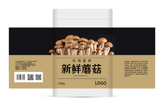 雙色高(gao)端蔬菜新(xin)鮮蘑菇包裝(zhuang)瓶貼包裝(zhuang)袋設(shè)計(ji)