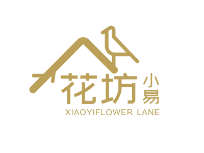 金色建(jian)築動(dòng)物(wù)創意文(wén)藝花(huā)坊logo設(shè)計(ji)